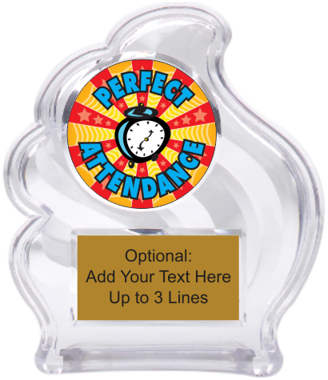 Perfect Attendance Trophy in the Acrylic Wave Style
