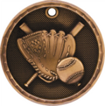 bronze baseball or softball medal in a 3D style