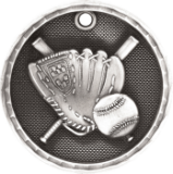 silver baseball or softball medal in a 3D style