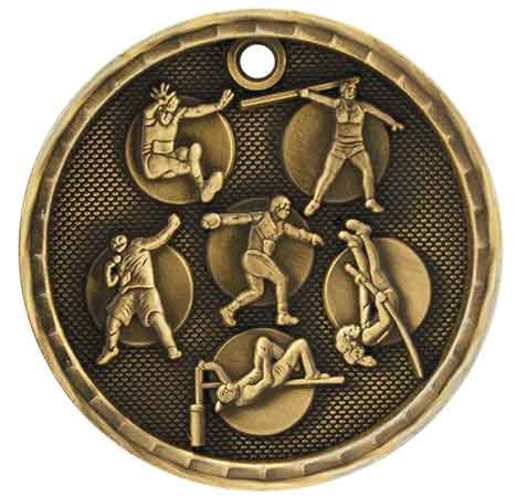 gold track field events medal in a 3D style