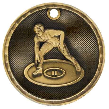 gold wrestling medal in a 3D style