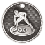 silver wrestling medal in a 3D style