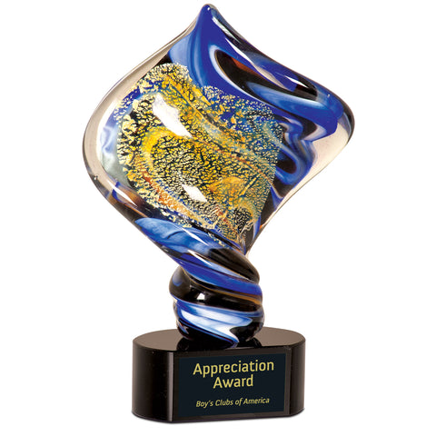 Diamond Twist Colorful Glass Award Trophy