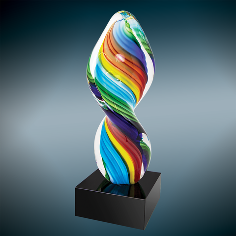 rainbow twist colorful glass award trophy