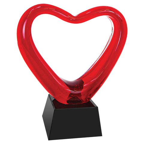 Red Open Heart Glass Award Trophy