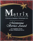 Acrylic Plaque with Red Marble Design and Gold Carved Shooting Star Accent, Engraves to White