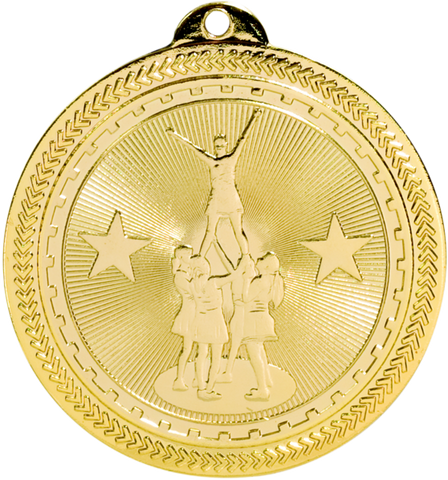 gold competitive cheer medal in the BriteLazer style