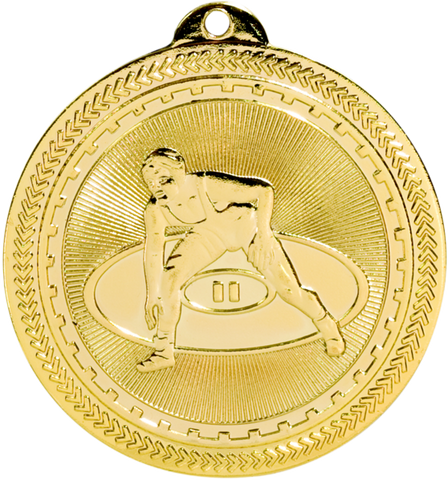 gold wrestling medal in the BriteLazer style