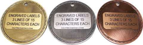 Examples of Engraved Labels for Medals