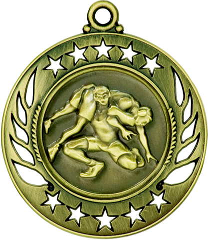 gold wrestling medal in the Galaxy style