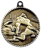gold football medal in a classic High Relief style
