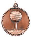bronze golf medal in a classic High Relief style