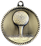 gold golf medal in a classic High Relief style