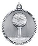 silver golf medal in a classic High Relief style