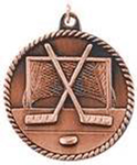 bronze hockey medal in a classic High Relief style