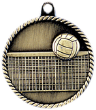 gold volleyball medal in a classic High Relief style