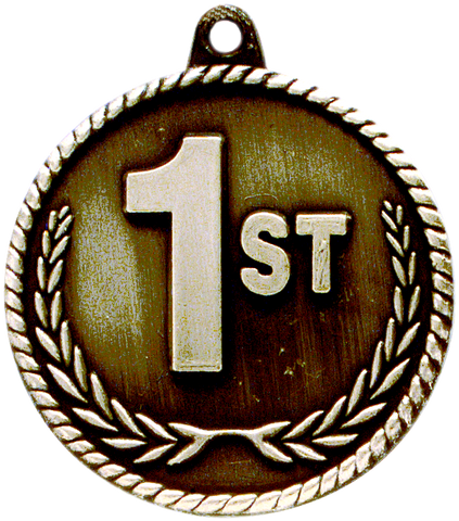 gold 1st place medal in a classic High Relief style
