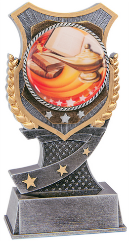 lamp of knowledge trophy in the shield style