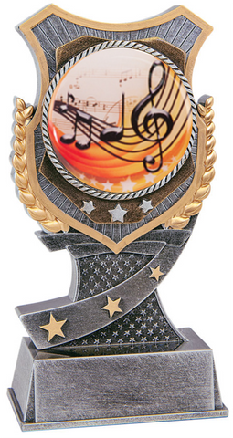 music trophy in the shield style