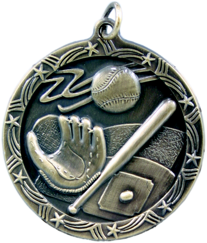 gold baseball or softball medal in the Shooting Star style
