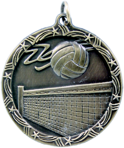 gold volleyball medal in the Shooting Star style