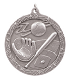 silver baseball or softball medal in the Shooting Star style