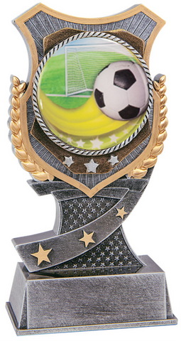 soccer trophy in the shield style