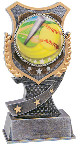 softball trophy in the shield style