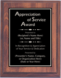Cherry Woodgrain Plaque with Standard Plate - General Service Award