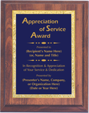 Cherry Woodgrain Plaque with Decorative Plate - General Service Award