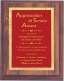 Cherry Woodgrain Plaque with Decorative Plate - General Service Award