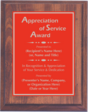 Cherry Woodgrain Plaque with Standard Plate - General Service Award
