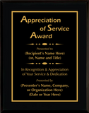 Gloss Black Wood Plaque with Standard Plate - General Service Award