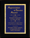 Gloss Black Wood Plaque with Decorative Plate - General Service Award