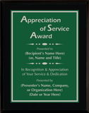 Gloss Black Wood Plaque with Standard Plate - General Service Award