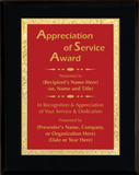 Gloss Black Wood Plaque with Decorative Plate - General Service Award