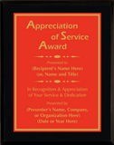 Gloss Black Wood Plaque with Standard Plate - General Service Award