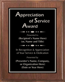 Walnut Wood Plaque with Standard Plate - General Service Award