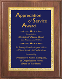 Walnut Wood Plaque with Decorative Plate - General Service Award