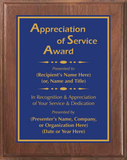 Walnut Wood Plaque with Standard Plate - General Service Award
