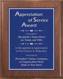 Walnut Wood Plaque with Standard Plate - General Service Award