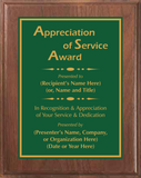 Walnut Wood Plaque with Standard Plate - General Service Award