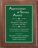 Walnut Wood Plaque with Standard Plate - General Service Award