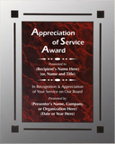 Acrylic Clear Plaque with Marble Design Accent - Board Member Service Award