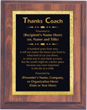 Cherry Woodgrain Plaque with Decorative Plate - Coach Appreciation Award
