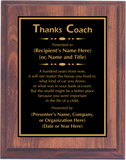 Cherry Woodgrain Plaque with Standard Plate - Coach Appreciation Award