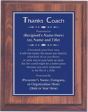 Cherry Woodgrain Plaque with Standard Plate - Coach Appreciation Award