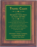 Cherry Woodgrain Plaque with Standard Plate - Coach Appreciation Award