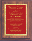 Cherry Woodgrain Plaque with Decorative Plate - Coach Appreciation Award