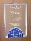 Rising Globe Acrylic - Coach Appreciation Award